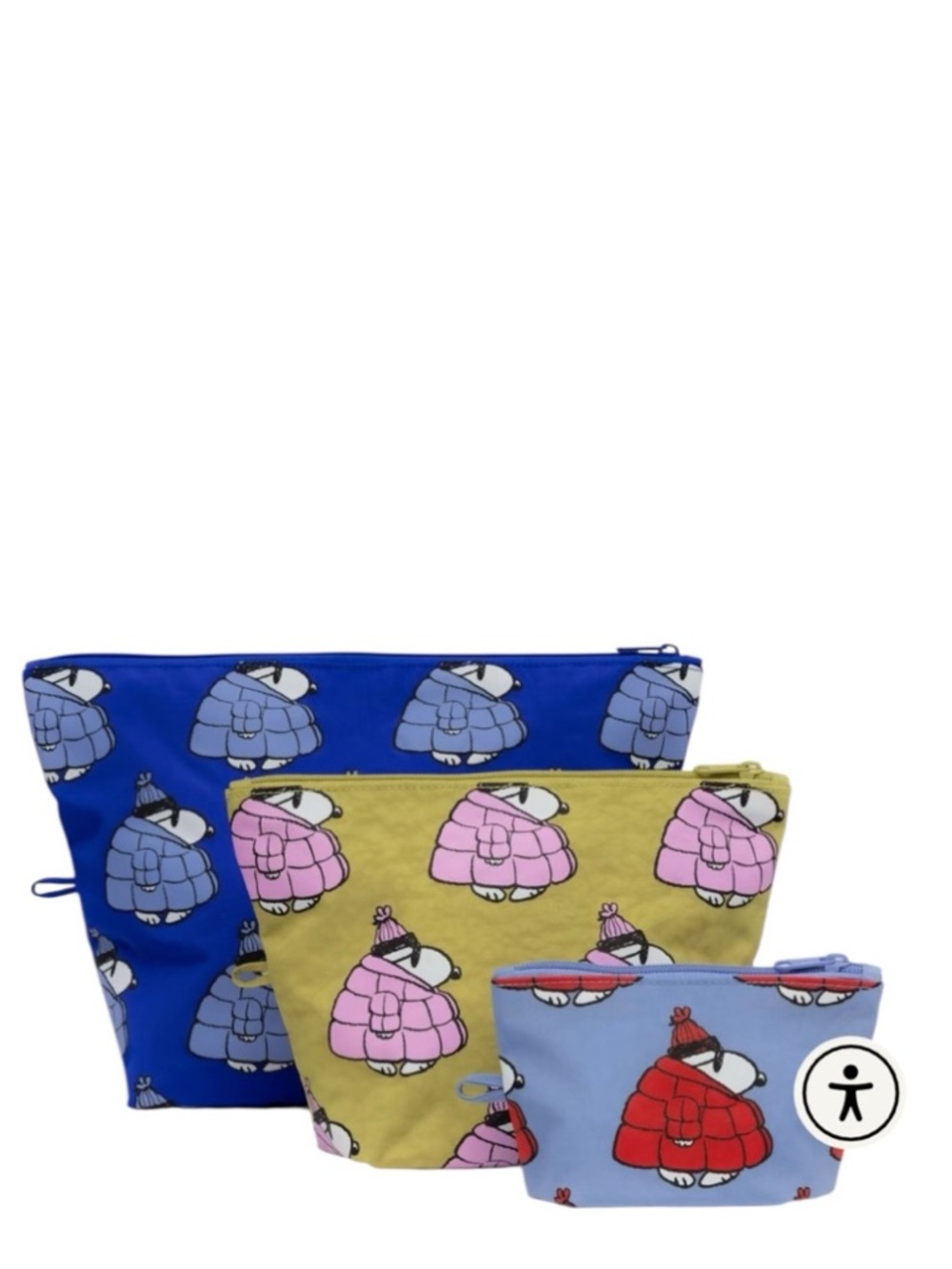 BAGGU X Peanuts Go Pouch Set In Puffer Snoopy
